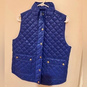NWT J Crew shiny puff vest medium blue